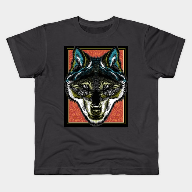 Wolf The Dreamer Kids T-Shirt by CHAKRart